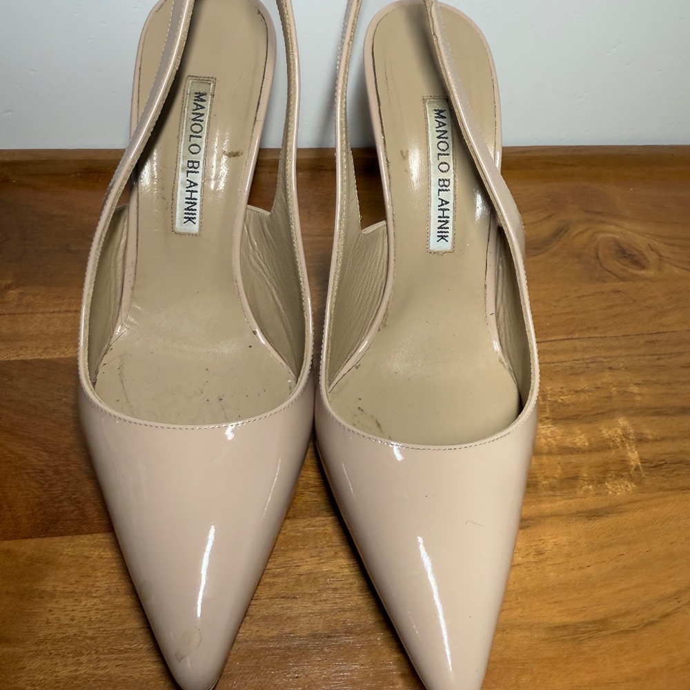 Nude Manolo Blahnik slingback heels